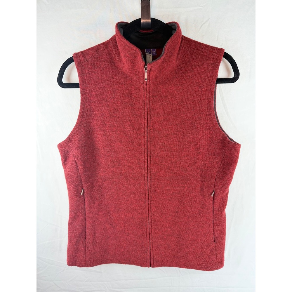 Ibex Womens Full Zip Wool Vest Heathered Red Standing Collar Size Med gorpcore